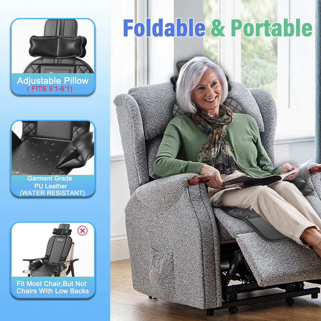 comrelax Back Massager with Heat & Traction — Full Back Massage Pad for Office & Home