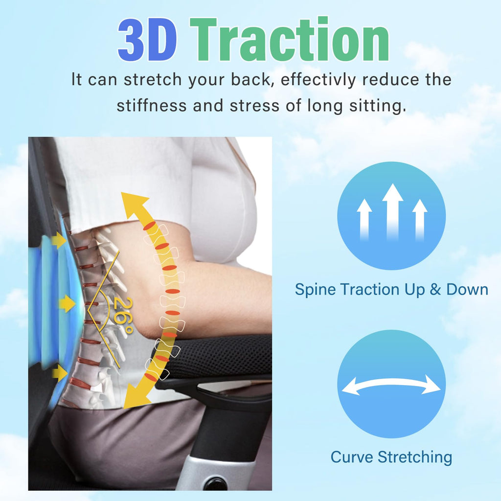 comrelax Back Massager with Heat & Traction — Full Back Massage Pad for Office & Home