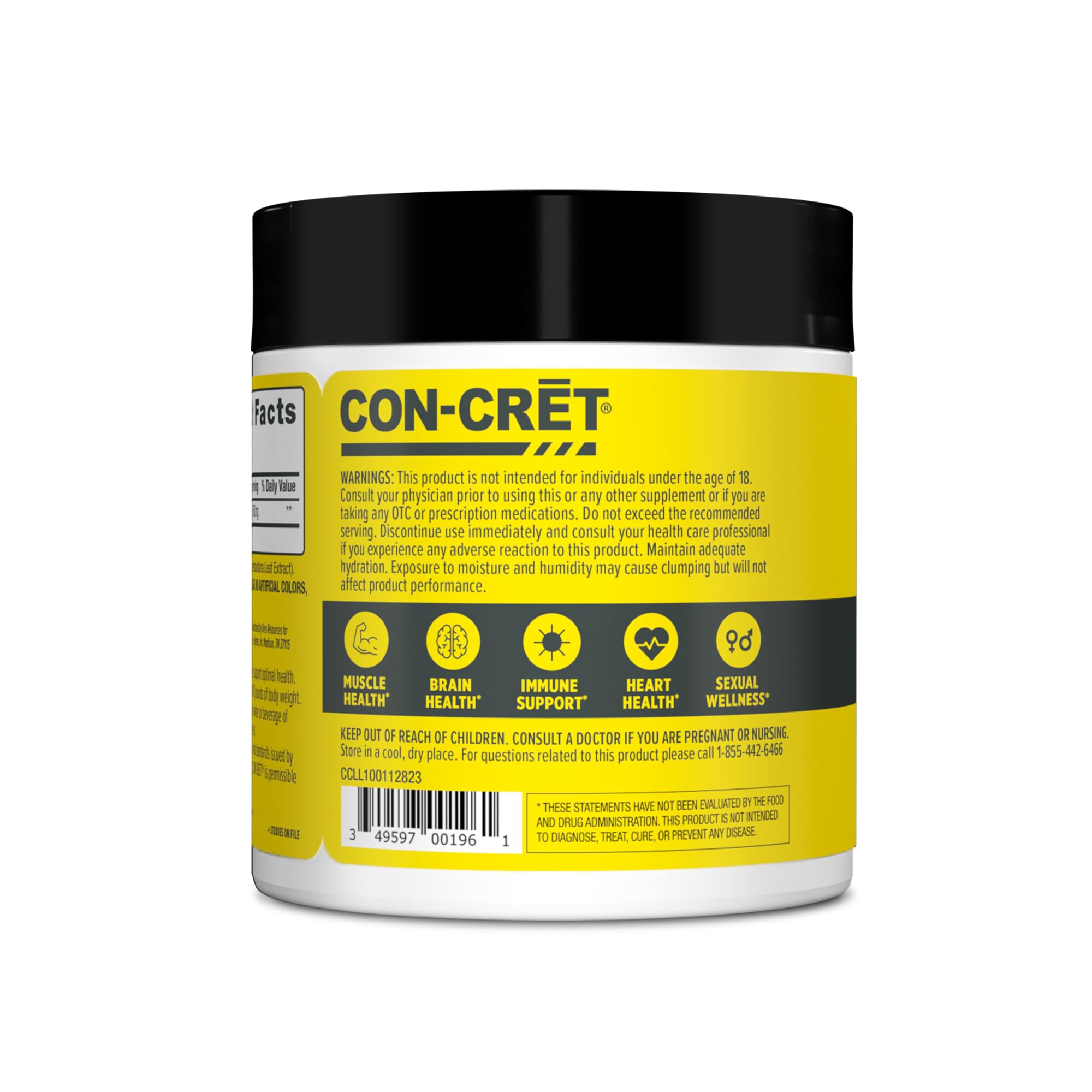 CON-CRET Creatine HCl Powder – USA Made, NSF Certified, Lemon Lime (100 Servings)