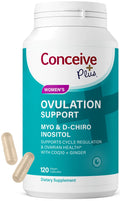 CONCEIVE PLUS Ovulation Support | Myo-Inositol & D-Chiro Inositol for Women Fertility | PCOS Supplements for Reproductive Health Hormone Balance for Women | COQ10, Folic Acid, Ginger | 30 Day Supply