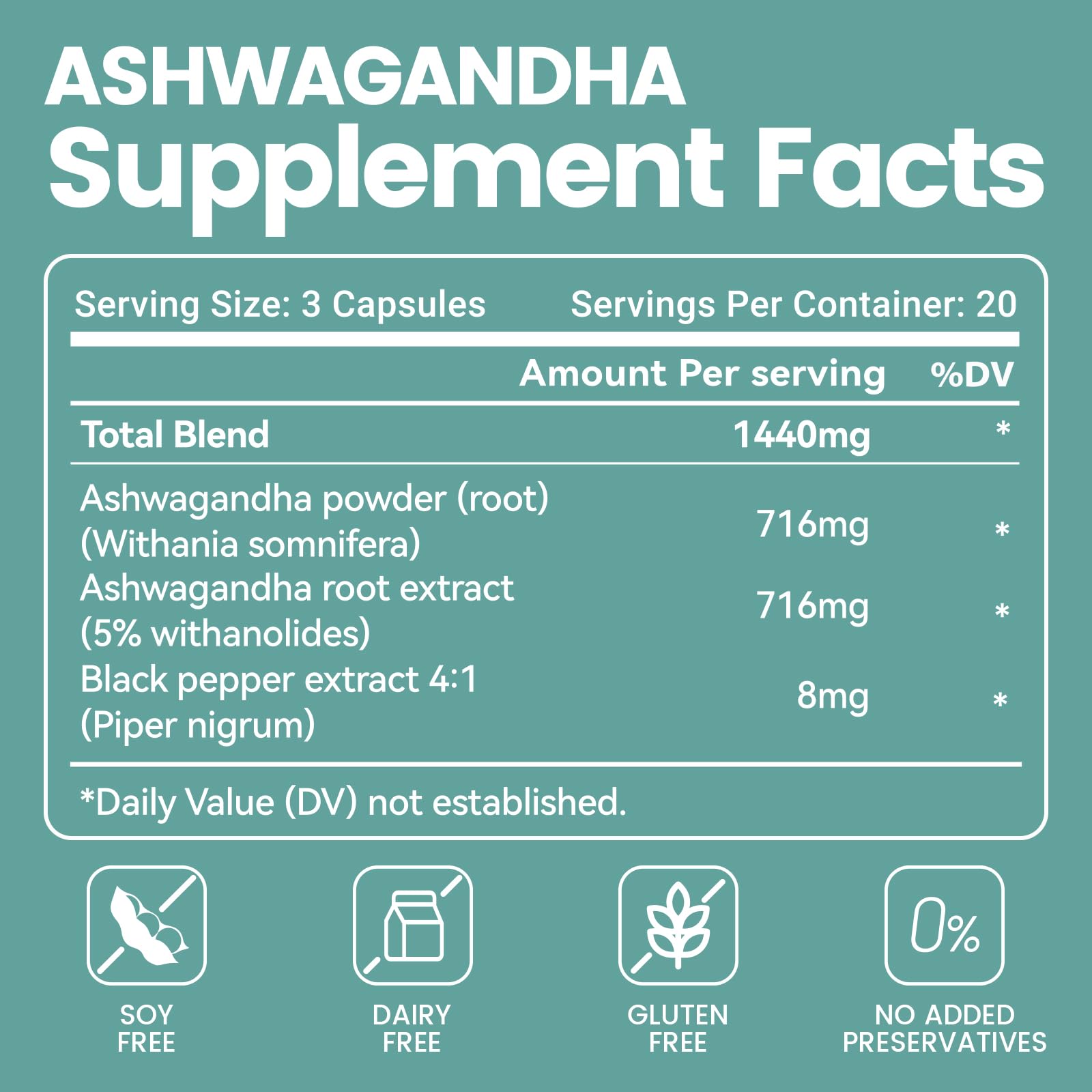 VivoNu Ashwagandha Vegan Capsules – KSM-66, Black Pepper, 60 Count