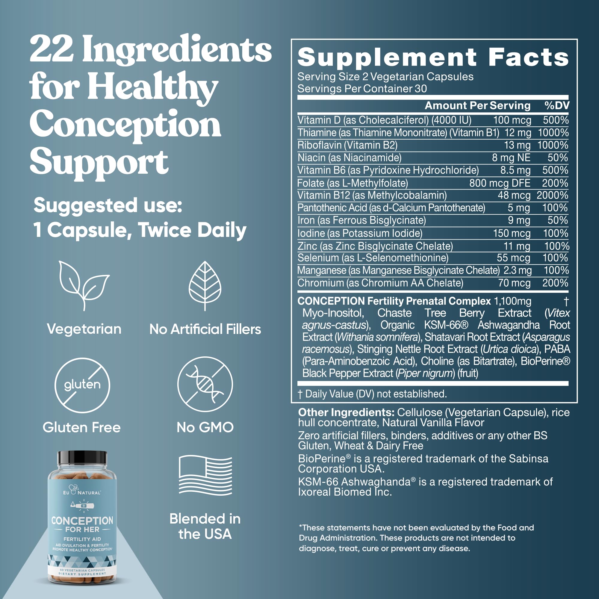 Conception Fertility Supplements for Women – Ovulation & Hormonal Balance | Prenatal Support (60 Veg Soft Capsules)