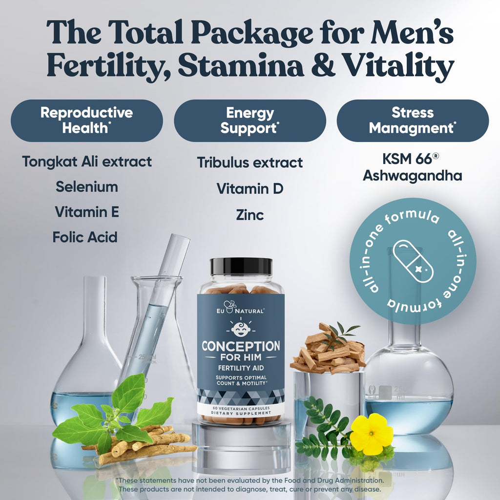 Conception For Him - Men's Fertility Supplements (60 Veg Soft Capsules) | Male Fertility Booster
