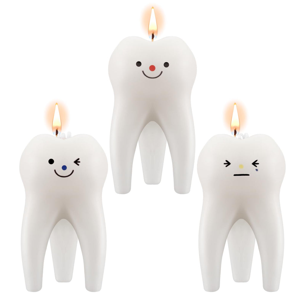 Conelist 3 Pack Tooth Scented Candle – Vanilla Scent for Dental Office & Home, 3.74 x 2.17 x 2.17 in