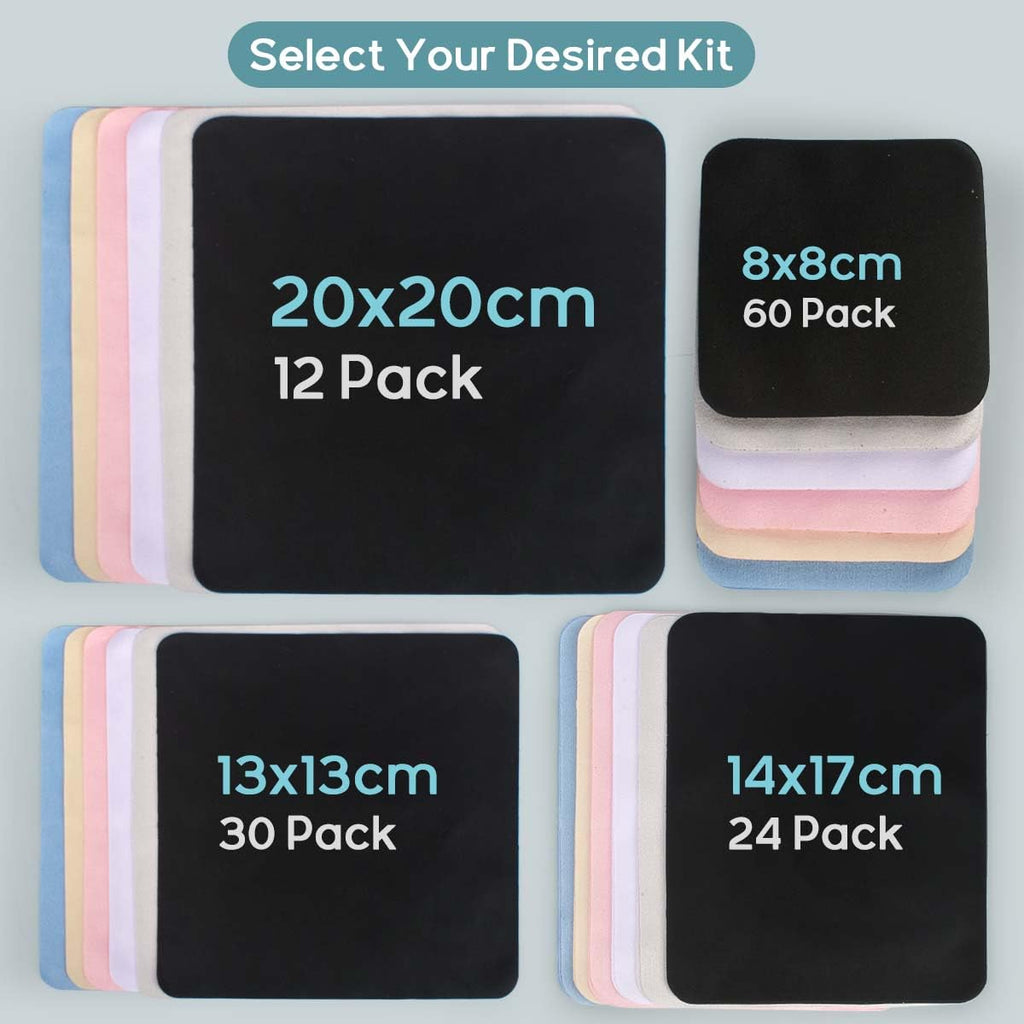 CONLI 60-Pack Small Microfiber Cleaning Cloths for Eyeglasses – Luxury Suede, 8x8 cm