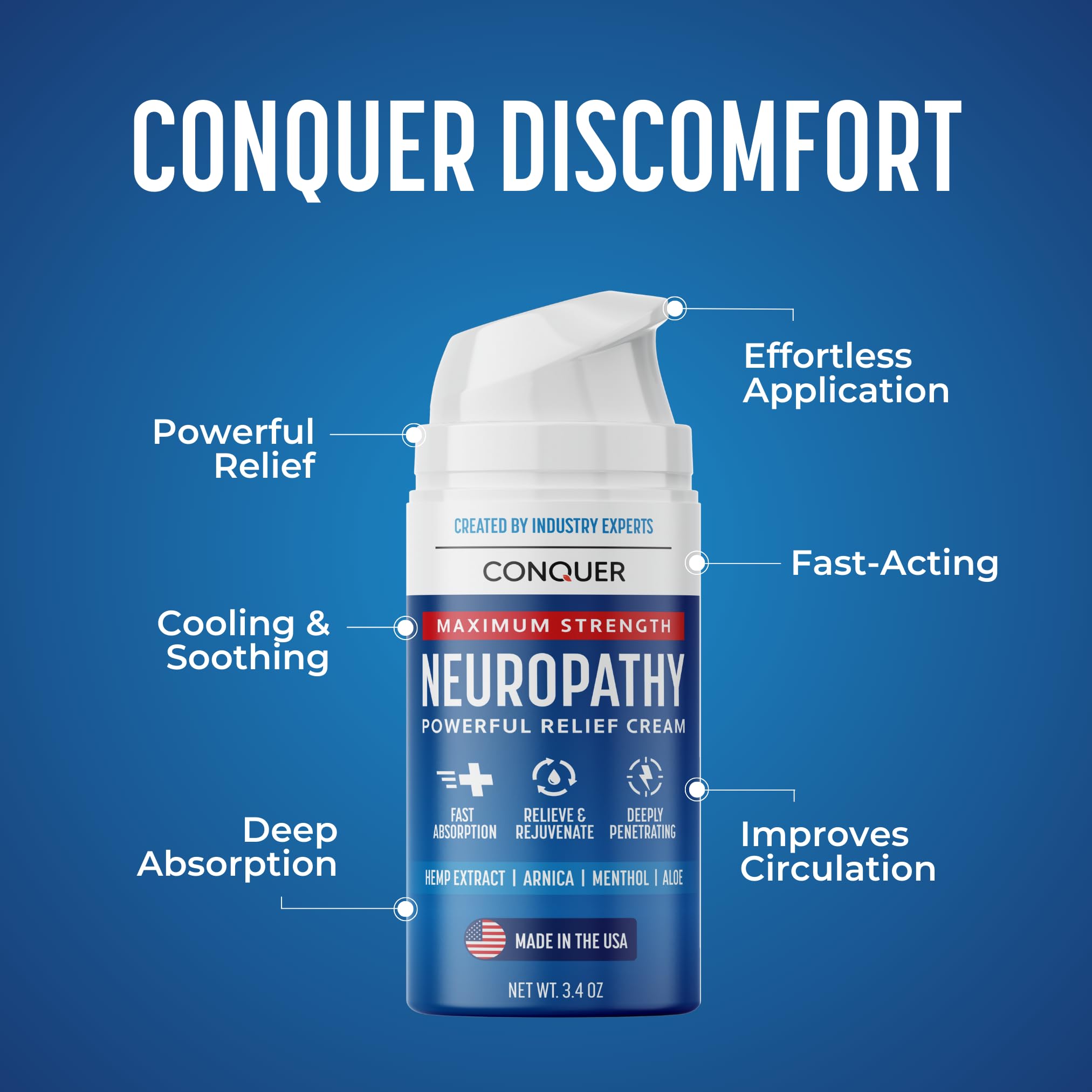 Conquer Neuropathy Cream | Fast-Acting Nerve Pain Relief for Feet & Hands