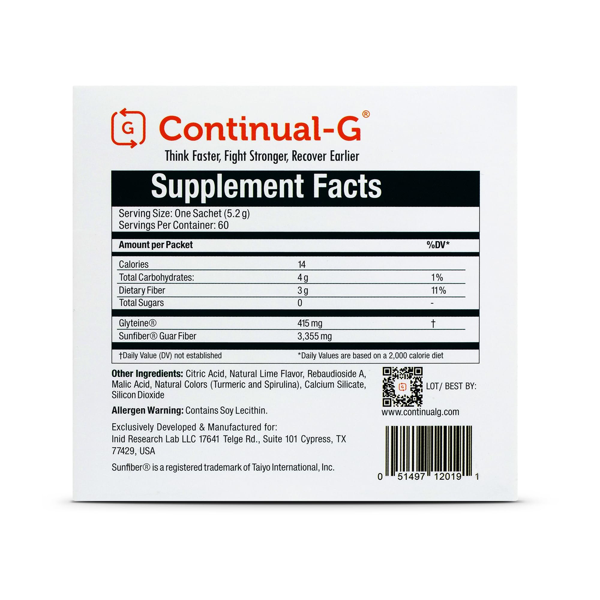 CONTINUAL G Powder - Clinically Proven Glutathione Precursor with Glyteine & Sunfiber