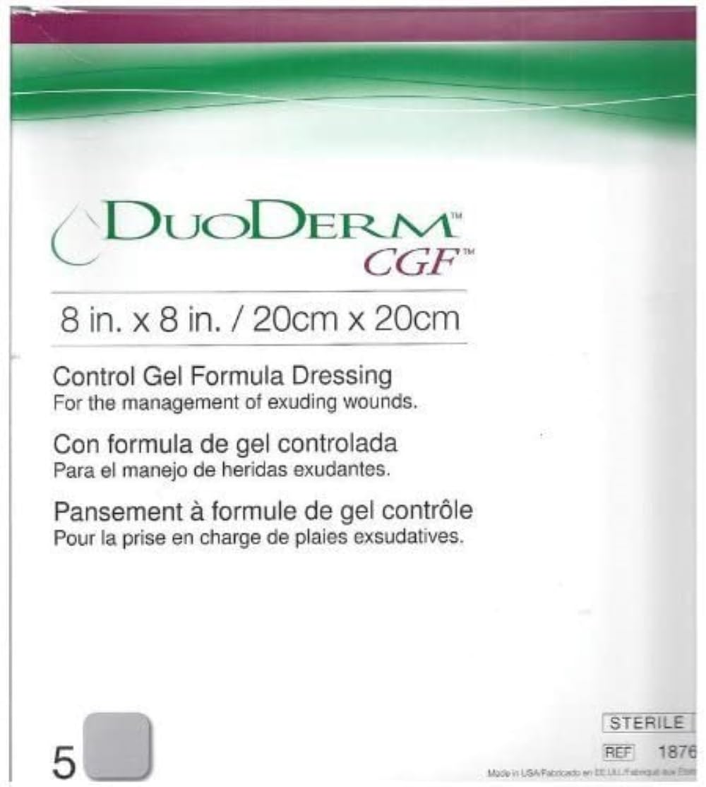 ConvaTec DuoDERM Control 8x8 Hydrocolloid Dressing – Latex-Free, Waterproof, 5ct