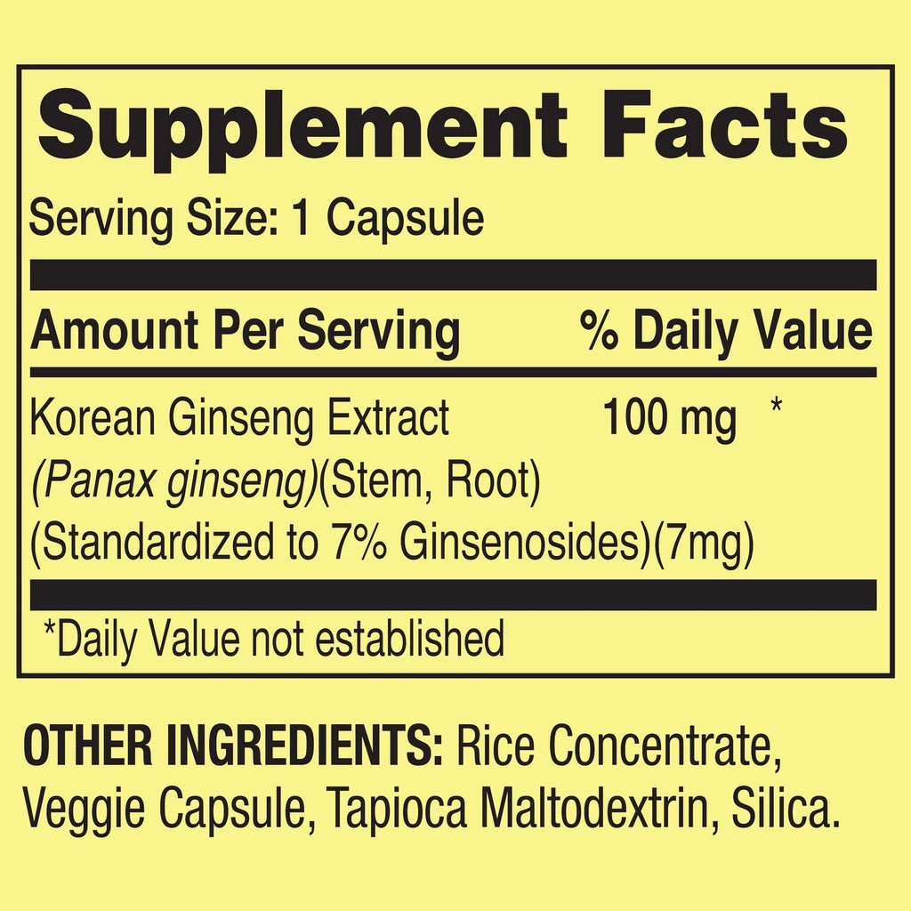 Convergence Korean Panax Ginseng Vegetarian Capsules 100 mg – 60 Count