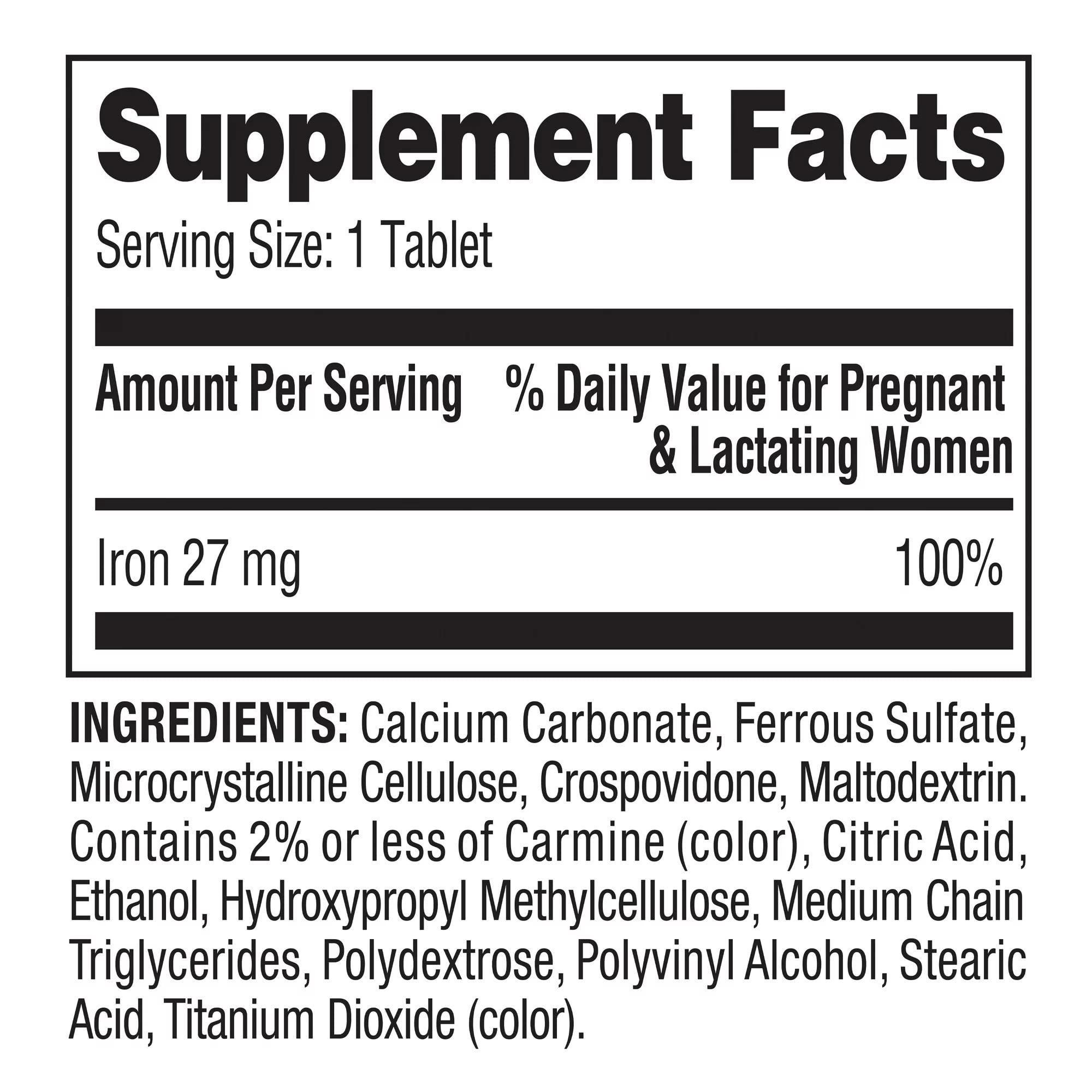 Convergence Spring Valley Iron as Ferrous Sulfate Tablets – 27 mg Iron, 250 Count | Prenatal Health Support, Gluten-Free