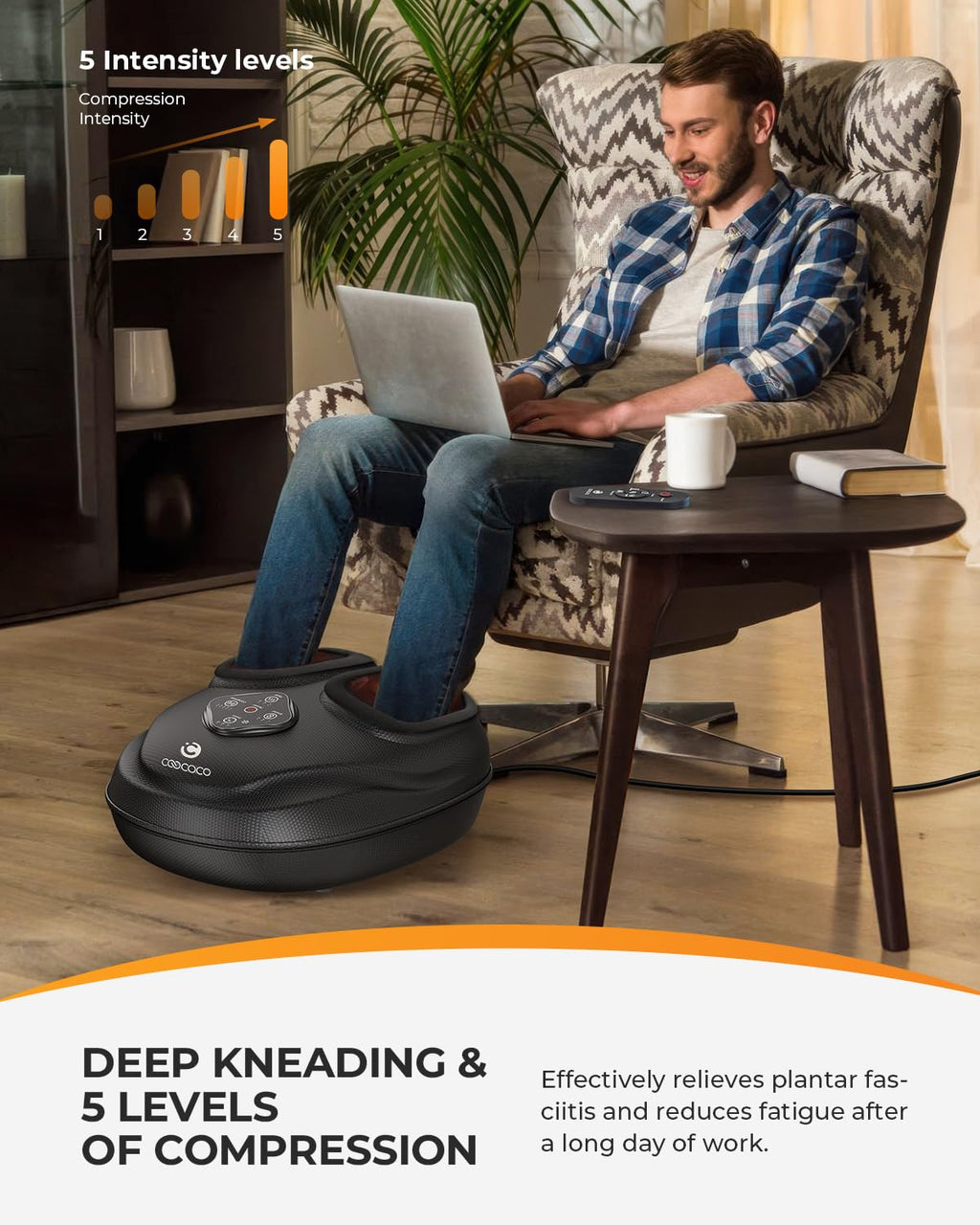 CooCoCo 2026 Upgrade Shiatsu Foot Massager with Heat and Remote Control – FSA Eligible