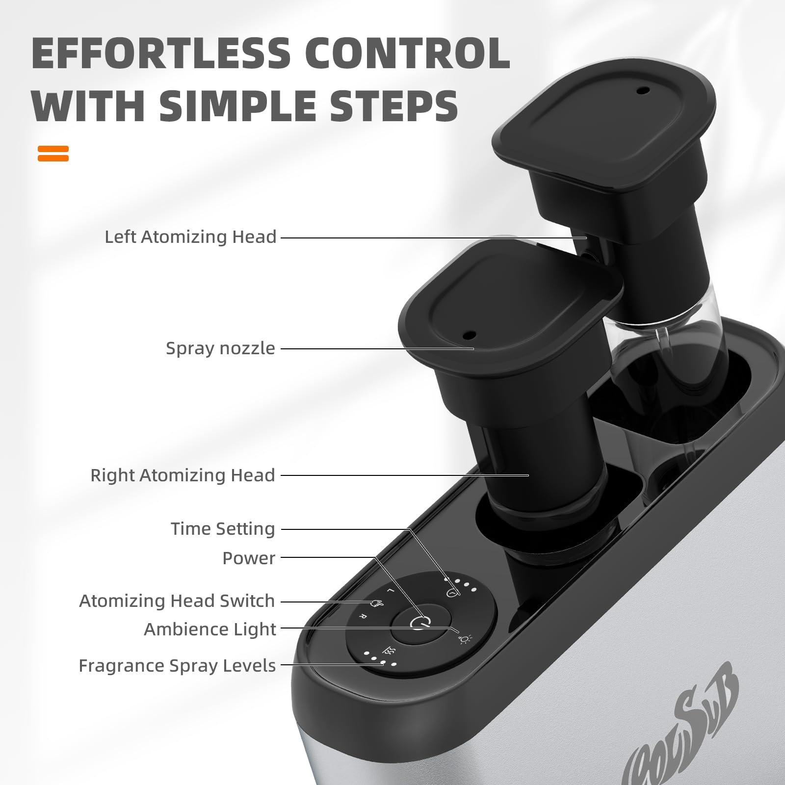 CoolSub Smart Aroma Diffuser | Dual-Nozzle Waterless Diffuser with Bluetooth App & Silent Cool Mist