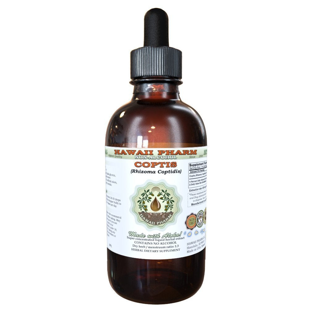 Coptis Alcohol-Free Liquid Extract | Coptis (Rhizoma Coptidis) Dried Root Glycerite Hawaii Pharm Natural Herbal Supplement 2 oz