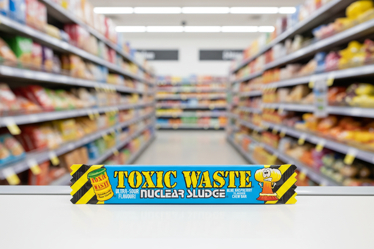 50 x Toxic Waste Blue Raspberry Chew Candy - 20GM