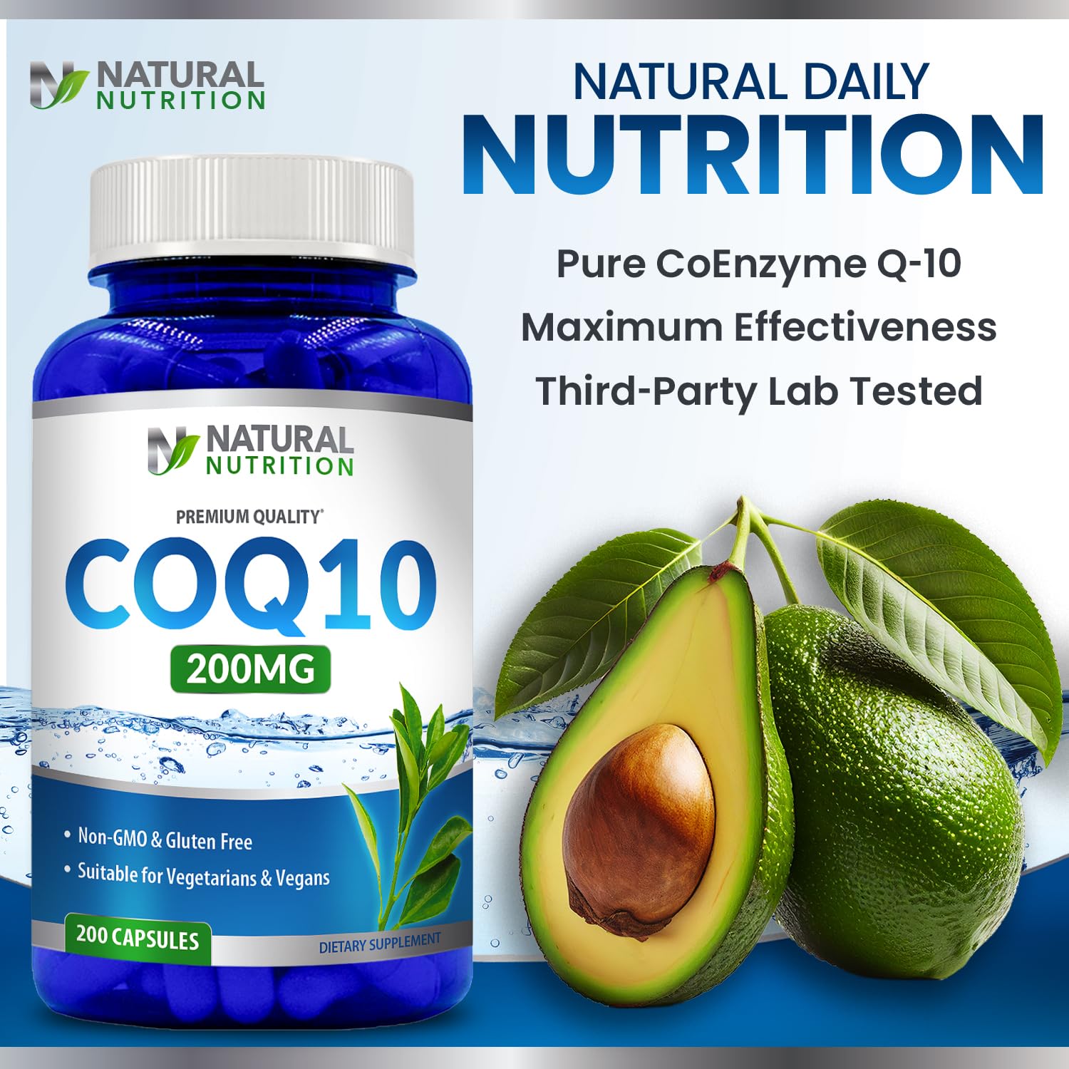 Generic Natural CoQ10 200mg – 200 Capsules, Quick Absorption | Gluten Free & Non-GMO