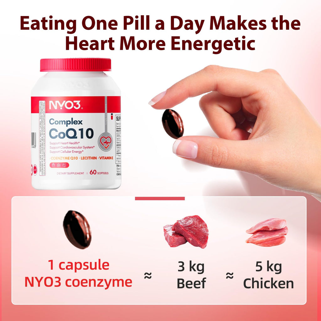 CoQ10 200mg with Lecithin and Vitamins E, Ultra High Absorption, Antioxidant for Heart Health & Energy Production, High Coenzyme Q10 Content, Gluten Free, Non-GMO, 60 Days Supply