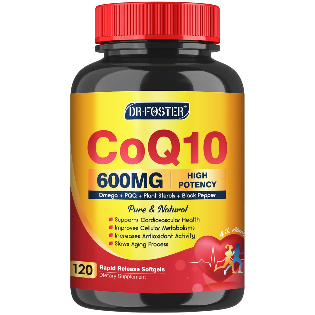 CoQ10 600 mg Softgels – Coenzyme Q10 Supplement with Omega-3, PQQ & Vitamin E | 60 Servings