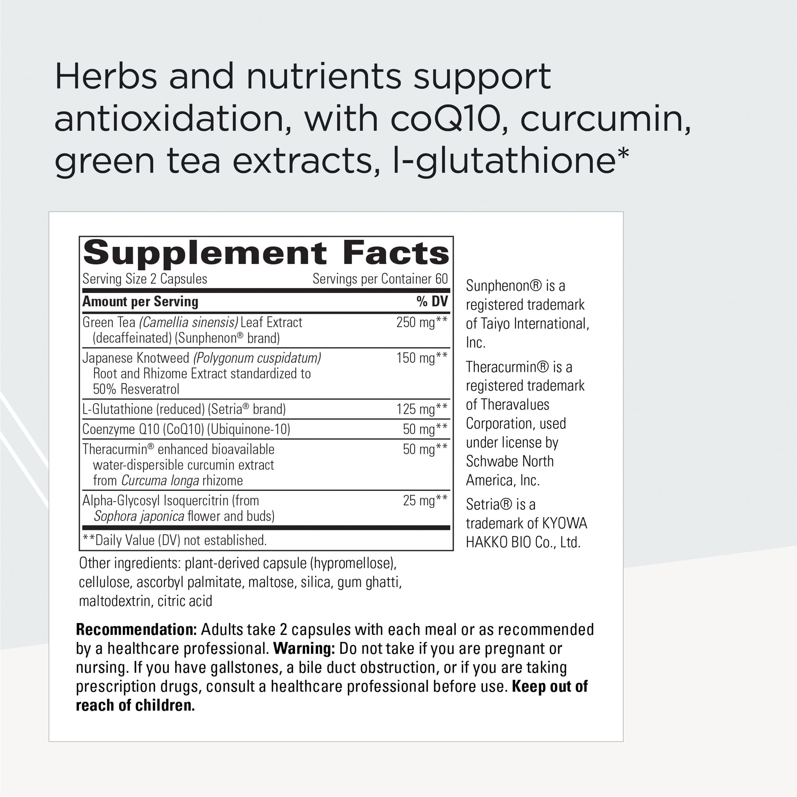 Integrative Therapeutics ProThrivers Wellness Flavonoid Complex - CoQ10, Curcumin, Green Tea, L-Glutathione | 120 Capsules | Dairy Free