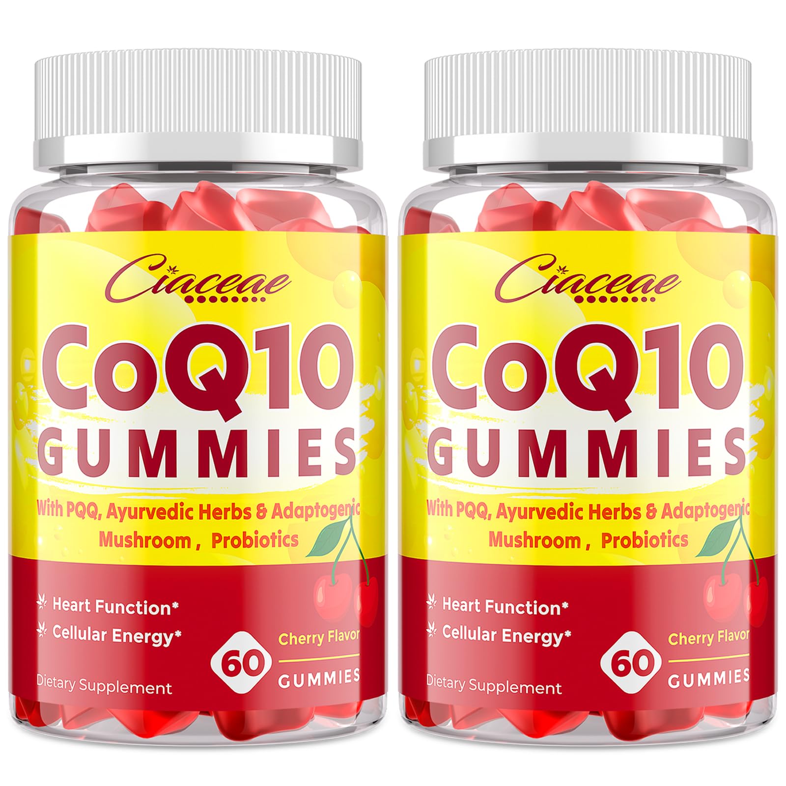 CoQ10 Gummies with PQQ 400 mg – High Potency, Cherry Flavor, 120 Vegan Gummies