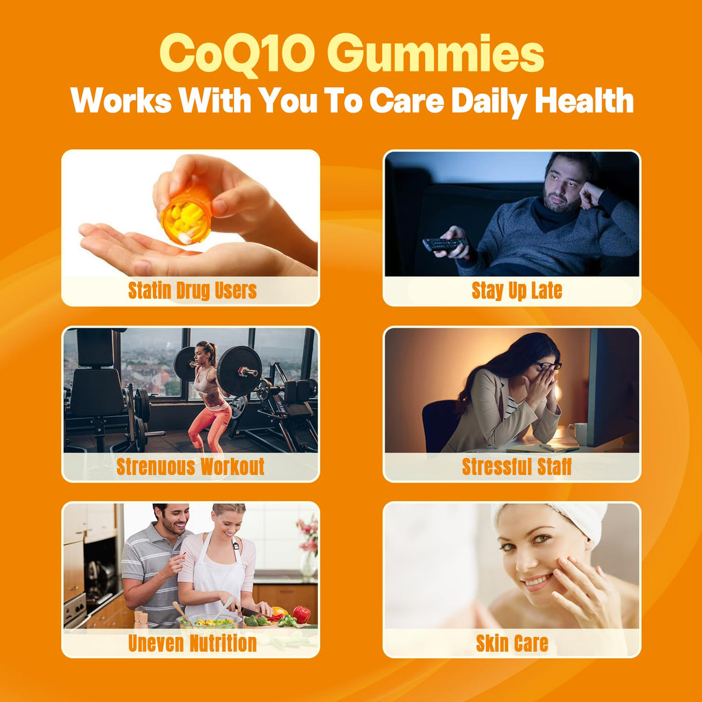 Sugar-Free CoQ10 Gummies 250mg / 500mg | Omega-3 EPA + DHA, Vitamin B3 & Zinc | Vegan 60-Count | Heart Health & Cellular Energy