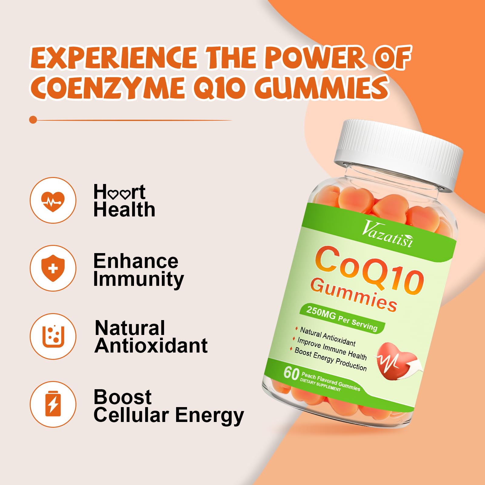 2 Pack CoQ10 Gummies 250 mg with Omega-3, Magnesium & Vitamin B12 – 120 Count