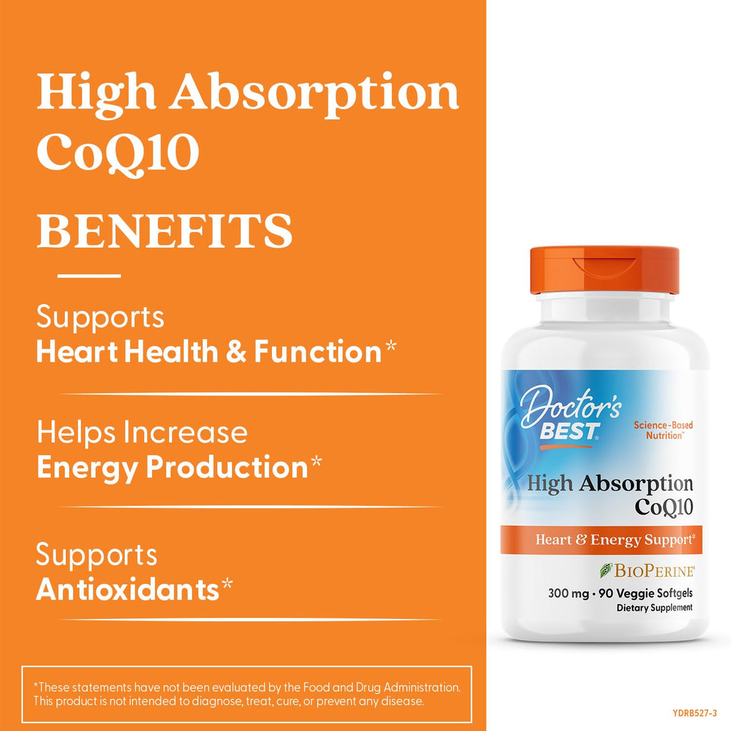 Doctor's Best High Absorption CoQ10 - Heart & Energy Support with Bioperine