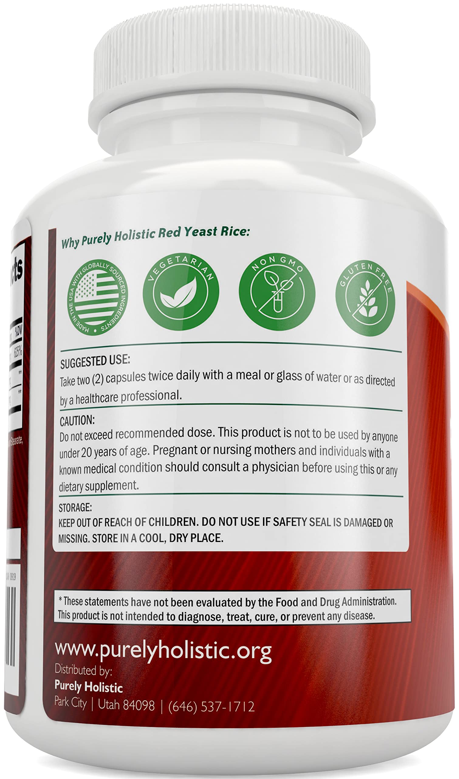 Red Yeast Rice 1200mg with CoQ10 & Niacin – 120 Vegetarian Capsules | Healthy Heart Formula