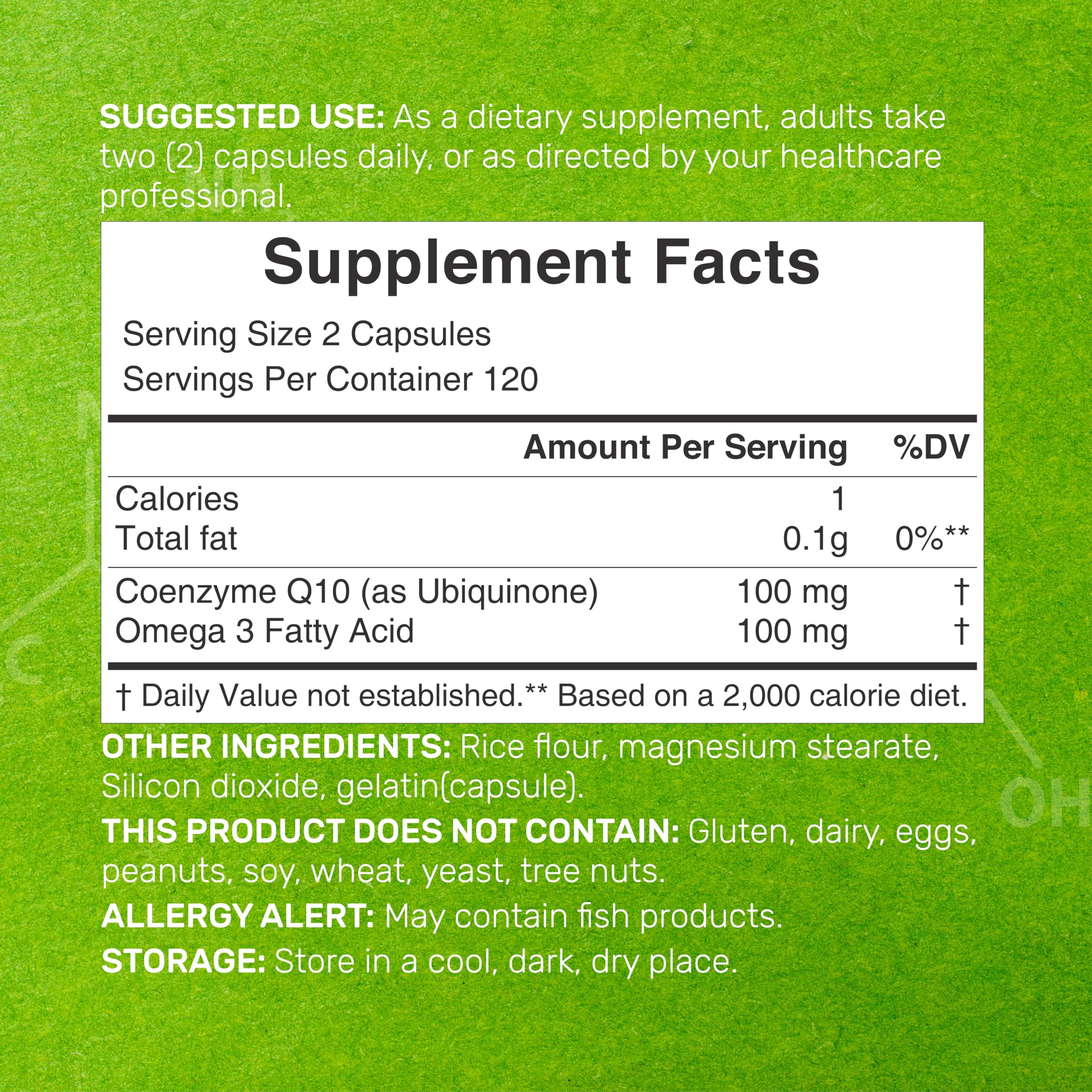 CoQ10 100mg + Omega-3 100mg – 240 Capsules | Heart, Brain & Energy Support | Non-GMO