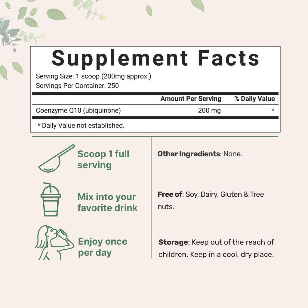 Micro Ingredients CoQ10 Water Soluble Powder - 200mg/Serving, 50g