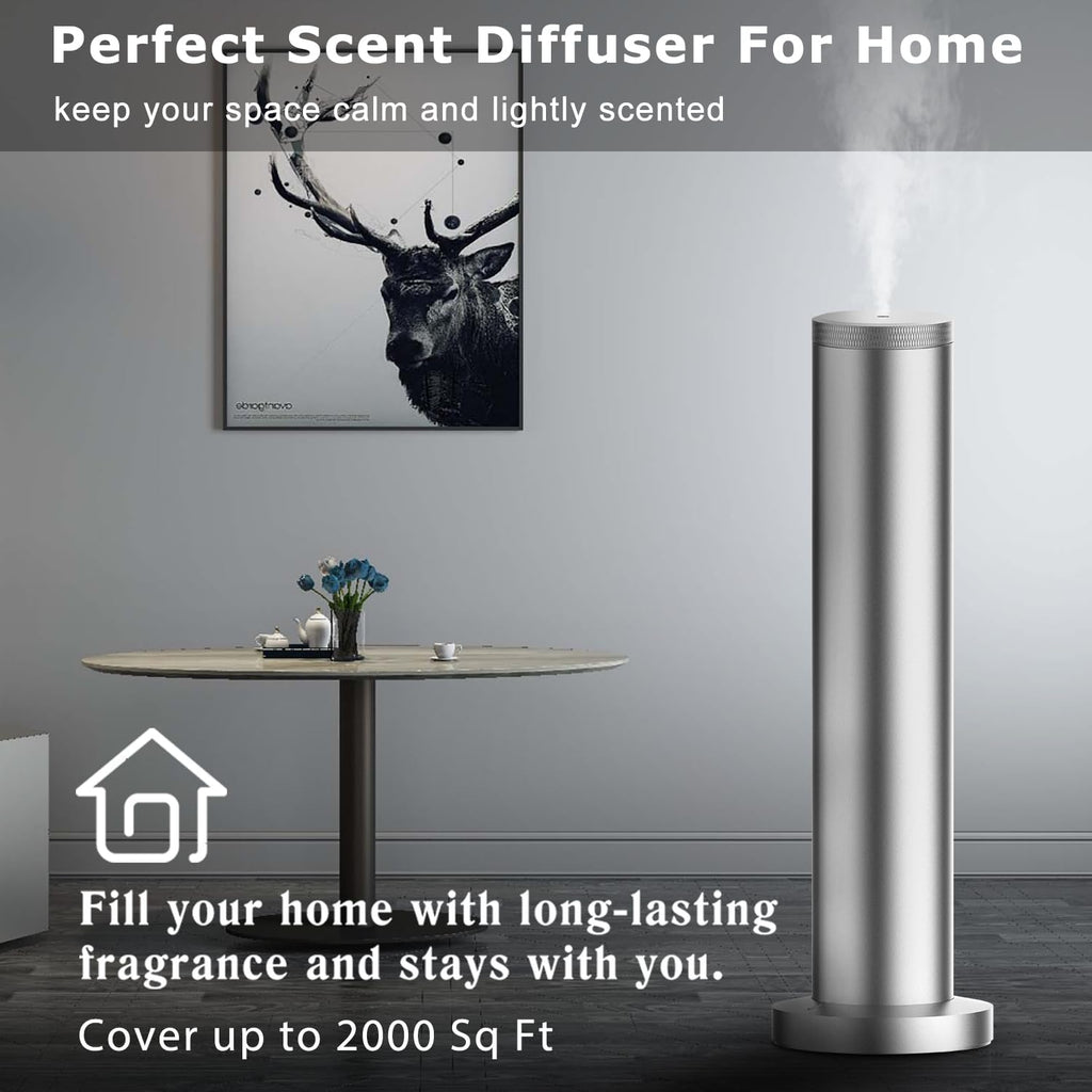 2025 Upgraded Cordless Rechargeable Diffuser with Bluetooth App Control - Large Room Scent Diffuser (Silver)