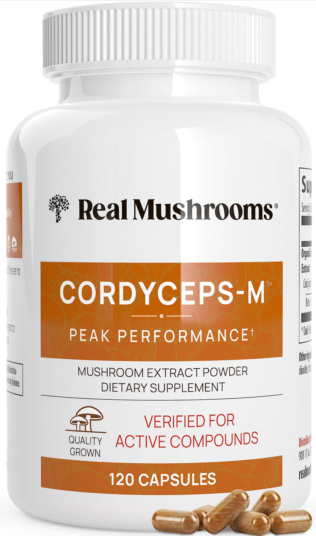 Cordyceps Capsules | Real Mushrooms 8% Beta-Glucans | Vegan & Non-GMO | 120 ct