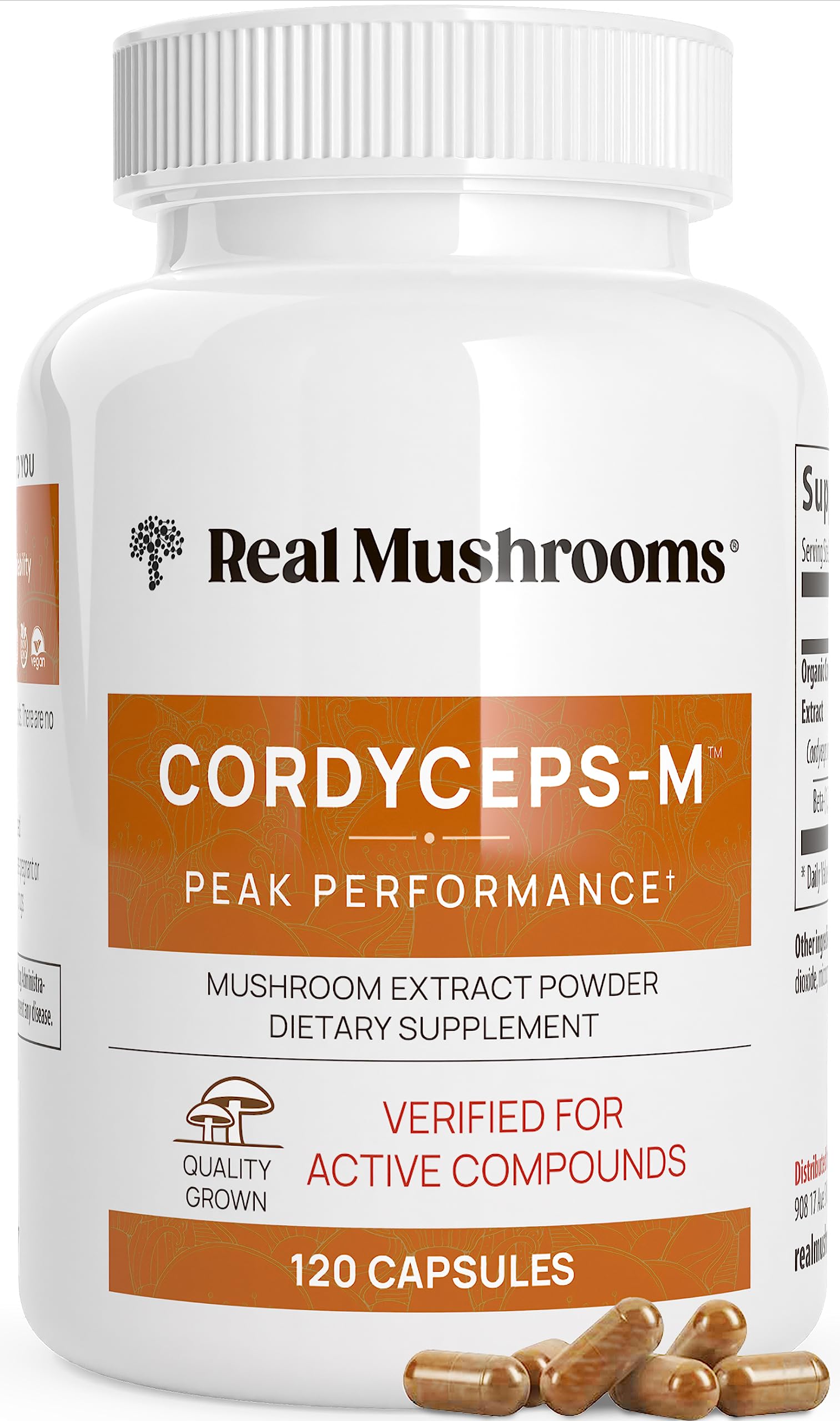 Cordyceps Capsules | Real Mushrooms 8% Beta-Glucans | Vegan & Non-GMO | 120 ct