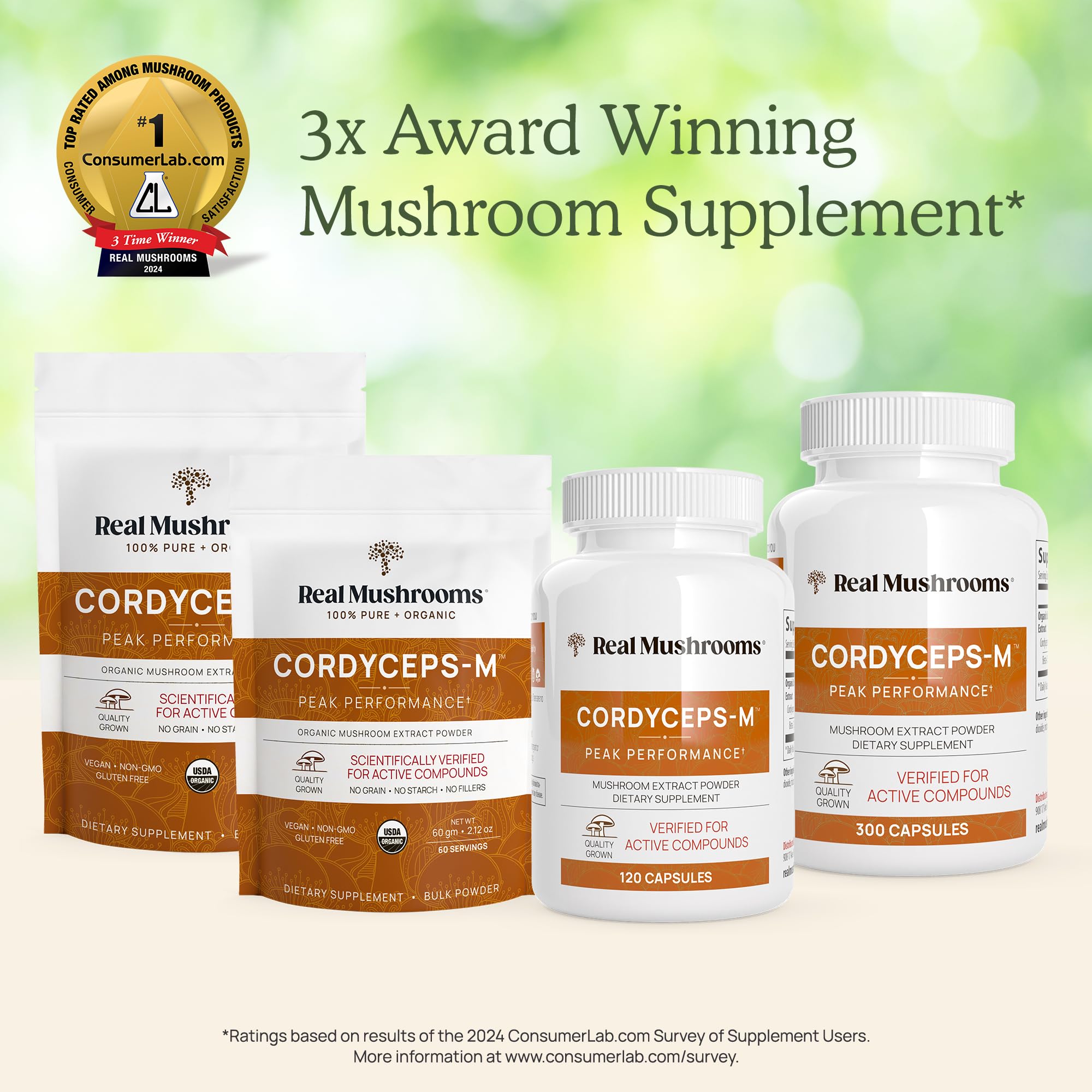 Cordyceps Capsules | Real Mushrooms 8% Beta-Glucans | Vegan & Non-GMO | 120 ct