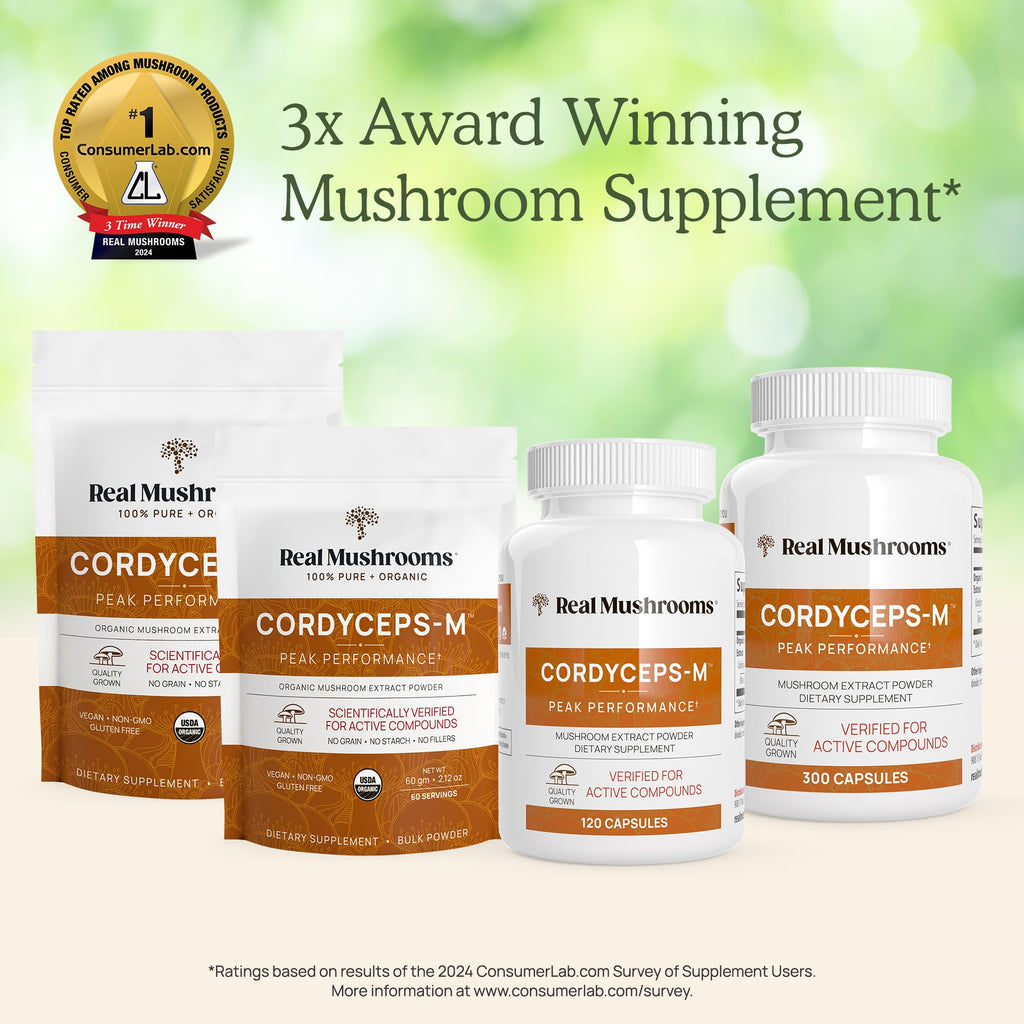 Cordyceps Capsules | Real Mushrooms 8% Beta-Glucans | Vegan & Non-GMO | 120 ct