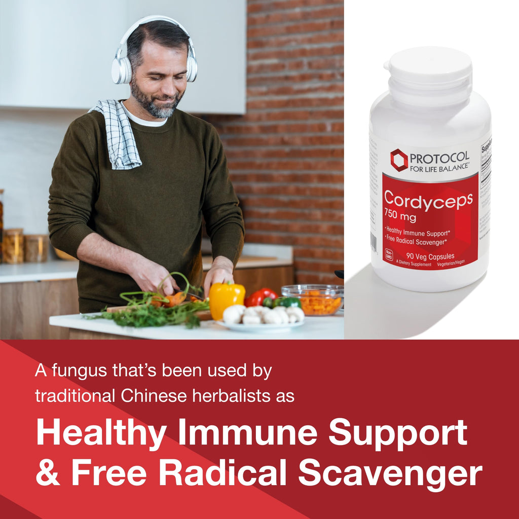 Protocol Cordyceps 750mg – Immune Support & Vascular Health | Non-GMO | 90 Veg Caps