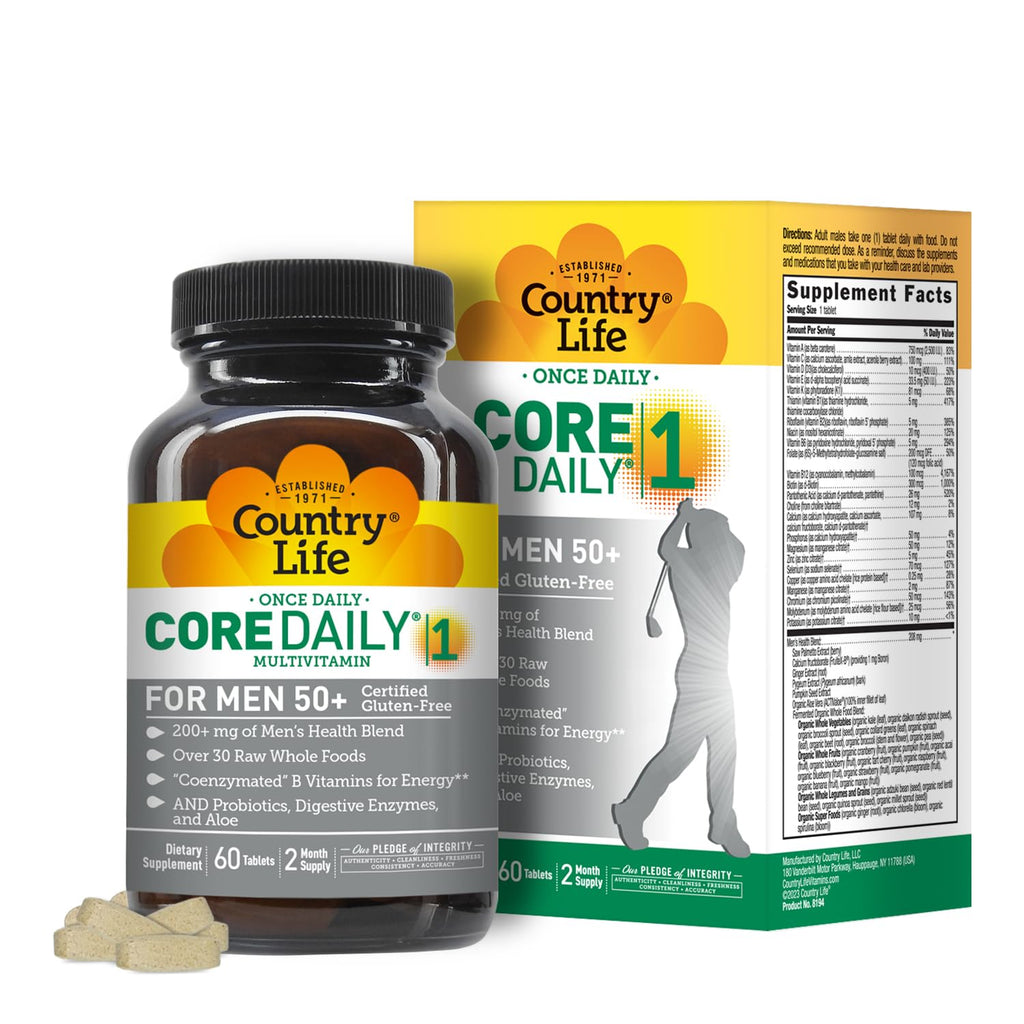 Country Life CORE DAILY-1 Multivitamin for Men 50+ – Gluten Free, Energy & Immune Support | 60 Tablets