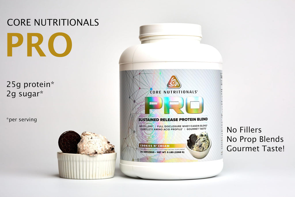 Core Nutritionals Pro Sustained Release Whey Protein Blend – Cookies N Cream, 25g Protein, 2g Carbs, Digestive Enzymes, 5 lb
