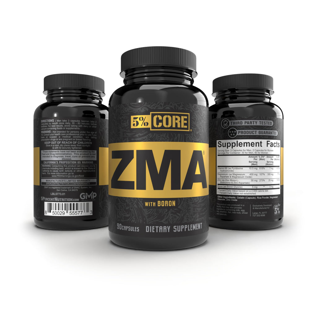 5% Nutrition Core ZMA with Boron – Zinc, Magnesium & B6 (90 Caps)