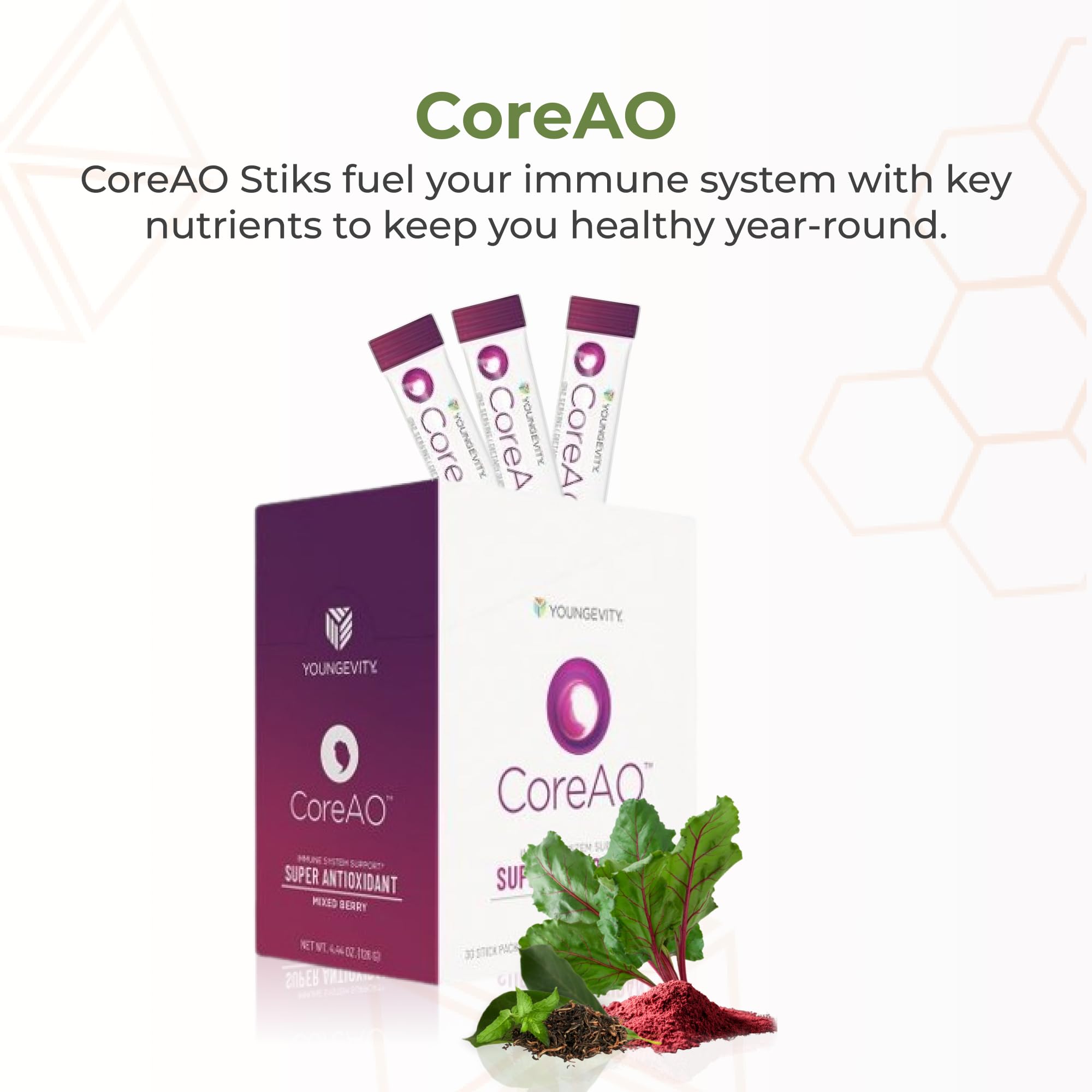 Youngevity CoreAO Stiks – Berry Antioxidant Immune Support (30 Servings)