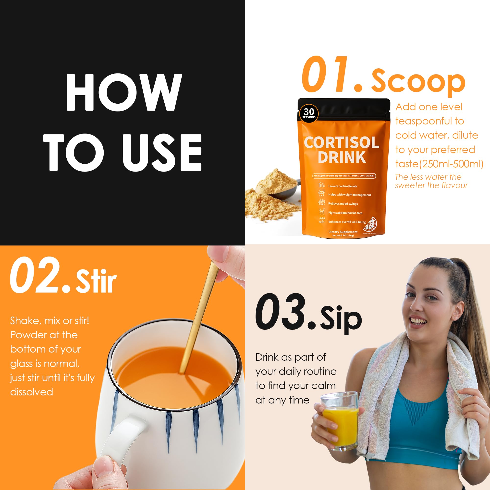 oviaapo Cortisol Drink Powder – Natural Relaxation, Focus & Calm Mood Support