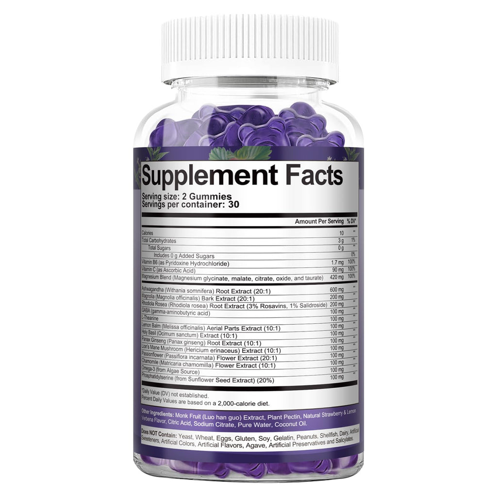 Cortisol Gummies 20-in-1 for Stress Support | Ashwagandha, Rhodiola, Magnesium