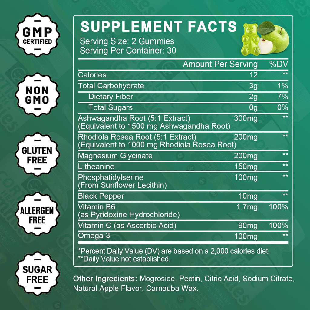 Sugar-Free Cortisol Gummies | 9-in-1 Stress Support for Women