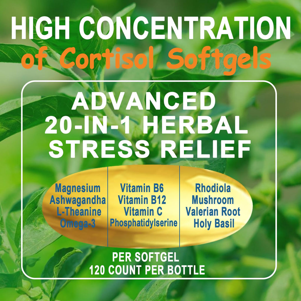 Cortisol Softgels 20-in-1 for Women – Natural Stress Support & Focus