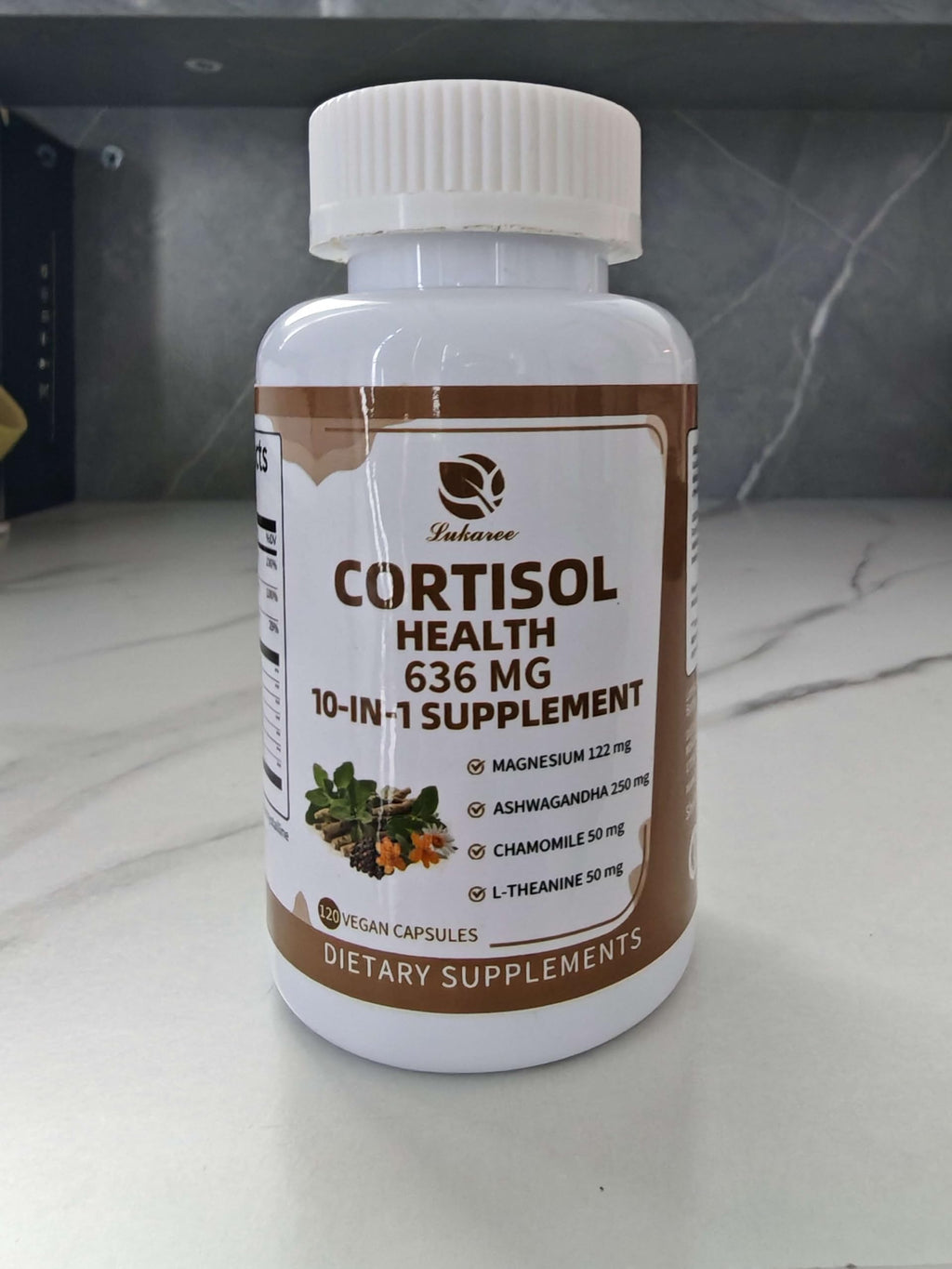 Lukaree 10-in-1 Cortisol Supplements – KSM-66 Ashwagandha + L-Theanine, 120 Caps (2 Pack)