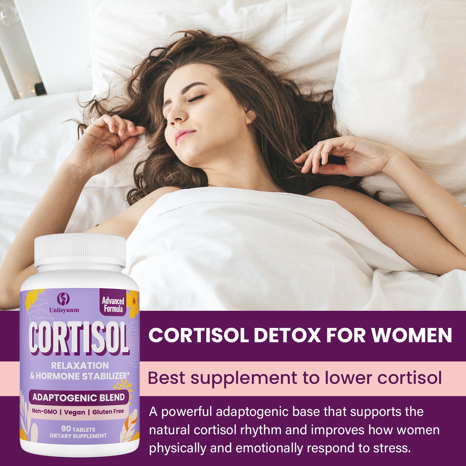 Cortisol Supplements for Women – 16-in-1 Detox with Magnesium, Ashwagandha, L-Theanine & Probiotics | 90 Tablets