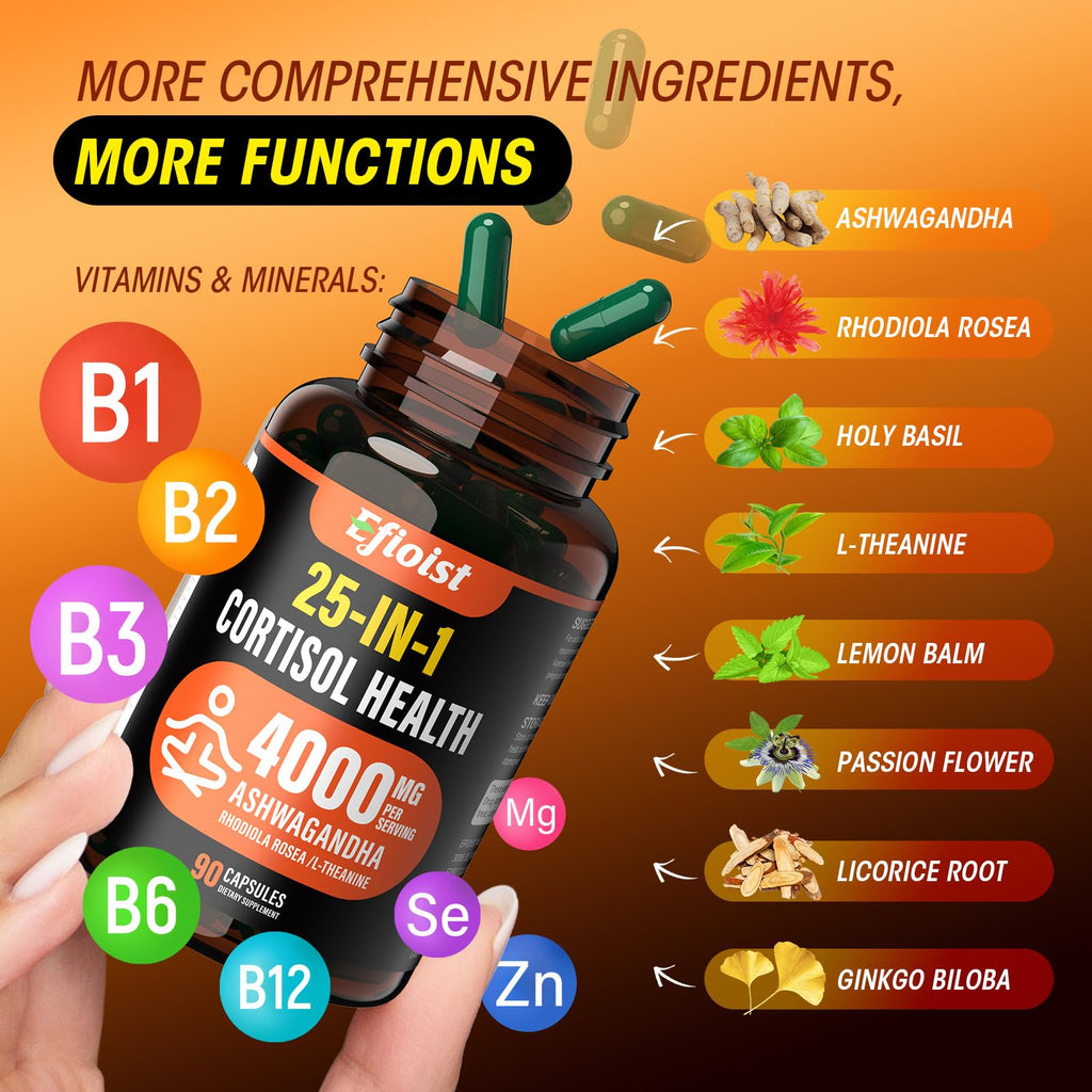 Cortisol Supplement for Women – 25-in-1 Reducer | 90 Capsules