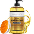 Cosmetasa Cellulite Massage Oil with Massager Mitt - 100% Natural, 16.9 oz
