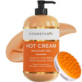 Cosmetasa Hot Cream Massage Gel with Massager Mitt – 87% Organic, 16.9 oz