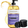 Cosmetasa Lavender Massage Oil with Hot Stones – Spa-Quality, Natural & Cruelty-Free (8.8 oz)