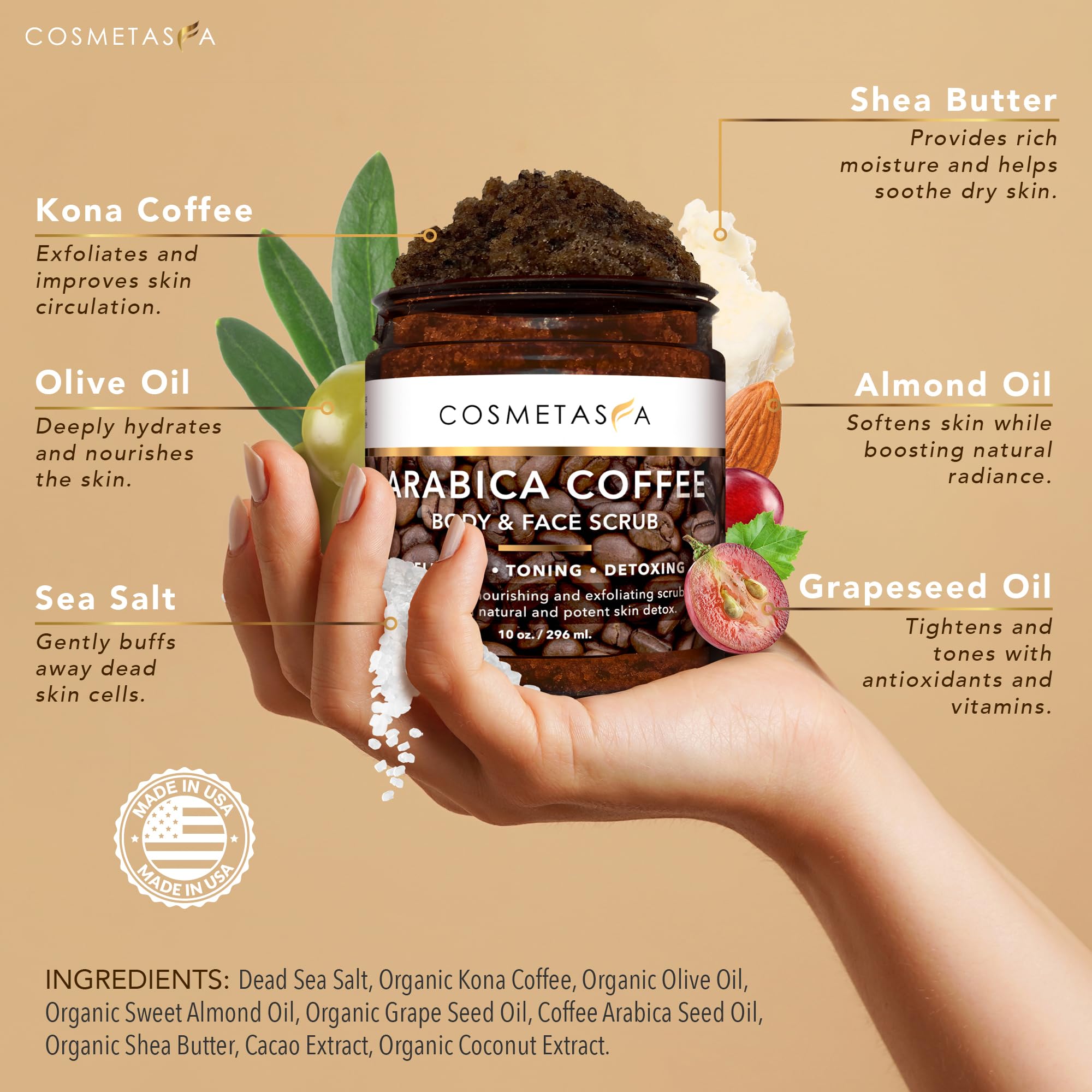 Cosmetasa Anti-Cellulite Massage Oil Kit | Organic Arabica Coffee Scrub Gift Set